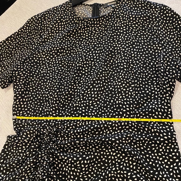 PRE-LOVED MISSGUIDED Ruched Side Tea Dress Dalmatian Print black and white - Picture 8 of 9